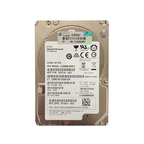 781514-001-1 - HP 600GB 10000RPM SAS 12Gb/s Hot Pluggable 2.5-Inch Hard Drive for SAN Storage Array