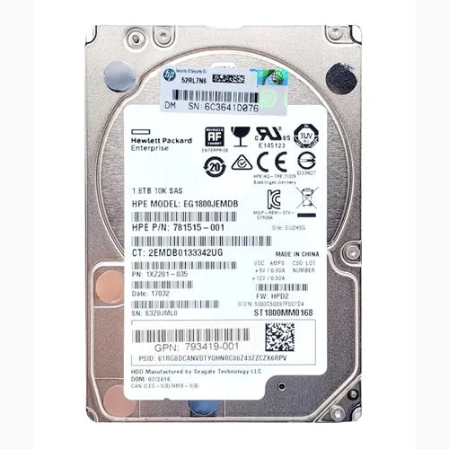 781515-001 HP 1.8TB 10000RPM SAS 12Gb/s Hot Swappable 512e 2.5-Inch Hard Drive with Tray for MSA