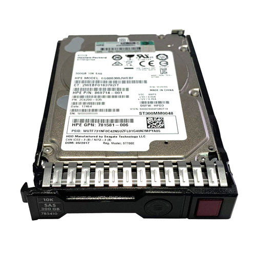 785410-001 HP 300GB 10000RPM SAS 12Gb/s SFF Hot-Pluggable 2.5-inch Hard Drive with Smart Carrier for Gen8 to Gen9 ProLiant Servers