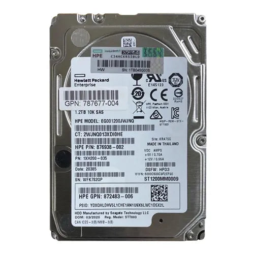 787677-004 HP 1.2TB 10000RPM SAS 12Gb/s Hot-Swappable Dual Port 2.5-inch Enterprise Hard Drive with Tray for MSA 1040 Storage System