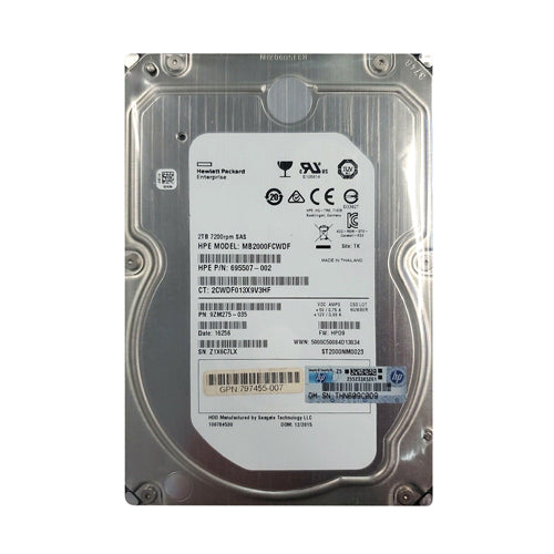 797455-007 HP 2TB 7200RPM SATA 6Gb/s 512e 3.5-Inch Hard Drive