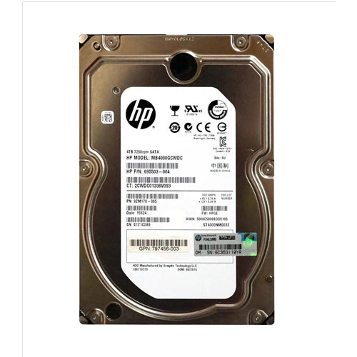 797456-003 HP 4TB 7200RPM SATA 6Gb/s 64MB Cache 3.5-inch Midline Hard Drive