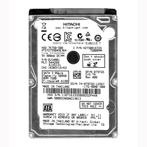79TG5 Dell 500GB 7200RPM SATA 3Gb/s 16MB Cache 2.5-Inch Hard Drive