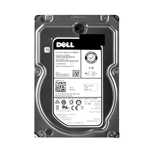 7RCGV Dell 2TB 7200RPM SAS 12Gb/s Hot-Swappable 128MB Cache (512n) 3.5-Inch Nearline Hard Drive for PowerEdge Servers