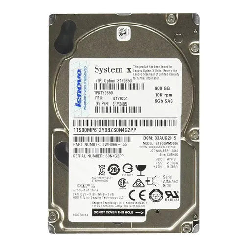 81Y3805 IBM 900GB 10000RPM SAS 6Gb/s Hot Swappable 2.5-Inch Hard Drive for System x3950 X6