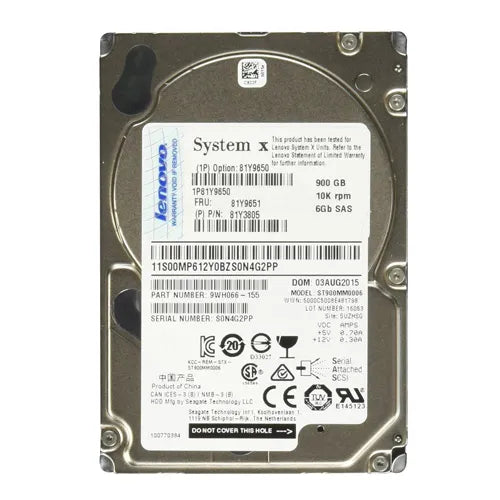 81Y9650 IBM 900GB 10000RPM SAS 6Gb/s Hot Swappable 16MB Cache 2.5-Inch Hard Drive for System x32XX M3