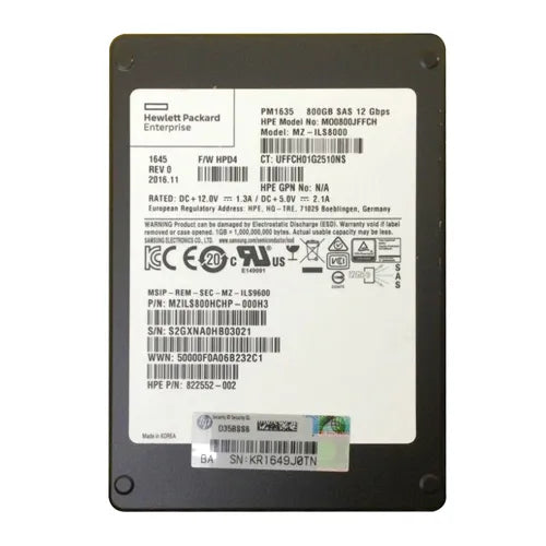 822552-002 HP 800GB SAS 12Gb/s Mixed Use 2.5-inch Solid State Drive