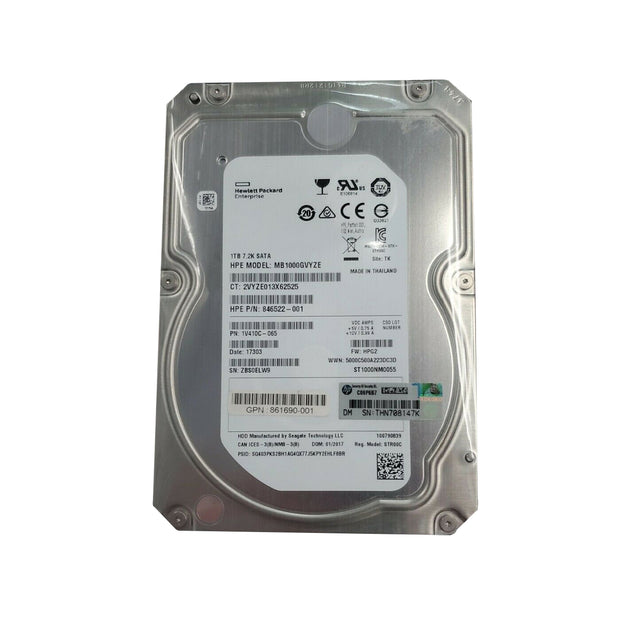 846522-001 - HP 1TB 7200RPM SATA 6Gb/s 3.5-Inch Hard Drive with Smart Carrier