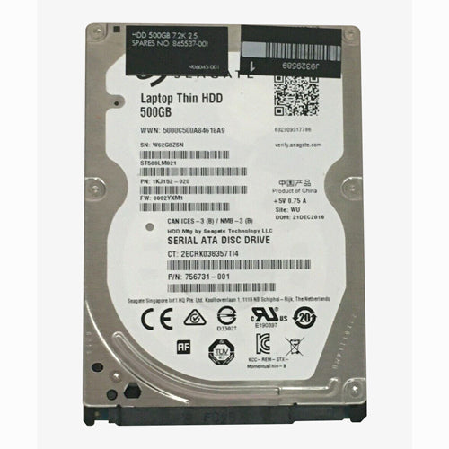865537-001 HP 500GB 7200RPM SATA 6Gb/s 2.5-inch Hard Drive