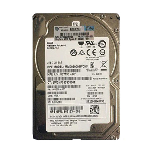 867190-001 HP 2TB 7200RPM SAS 12Gb/s Hot-Pluggable 2.5-Inch Midline Hard Drive for G8 ProLiant Servers