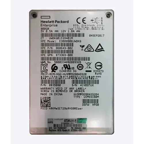 868649-002 HP 800GB Multi-Level Cell SAS 12Gb/s Hot Swappable Write Intensive SFF 2.5-Inch Solid State Drive with Smart Carrier for ProLiant XL230k Gen10