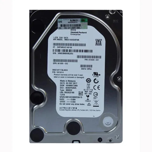 872329-001 HP 1TB 7200RPM SATA 6Gb/s 3.5-Inch Midline Hard Drive for ProLiant Servers