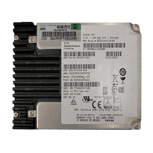872373-001 HP 400GB Multi-Level Cell SAS 12Gb/s Hot Pluggable Mixed Use SFF 2.5-Inch Solid State Drive with Smart Carrier for ProLiant DL160 Gen10