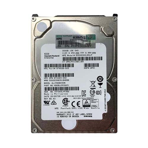 872483-002 HP 300GB 10000RPM SAS 12Gb/s SFF 2.5-inch Enterprise Hard Drive with Tray