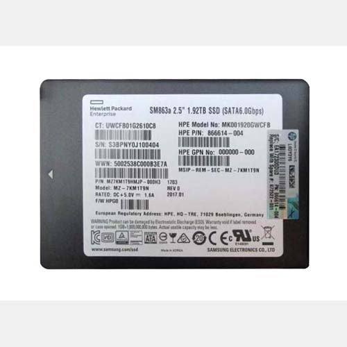 872522-001 HP 1.92TB SATA 6Gb/s Hot-Pluggable Mixed Use SFF 2.5-Inch Solid State Drive with Smart Carrier for ProLiant ML350 Gen10