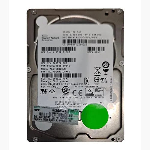 875217-002 HP 600GB 15000RPM SAS 12Gb/s Hot-Pluggable Dual Port SFF 2.5-inch Enterprise Hard Drive with Tray for Gen1/7 ProLiant Server/Storage System