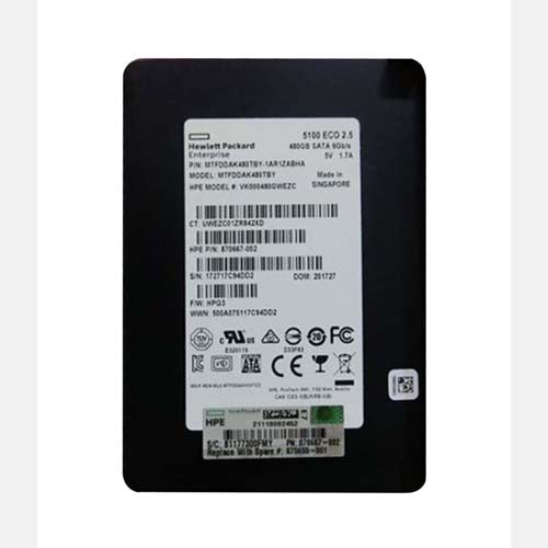 875655-001 HP 480GB Triple-Level Cell SATA 6Gb/s Hot Swappable 2.5-Inch Solid State Drive