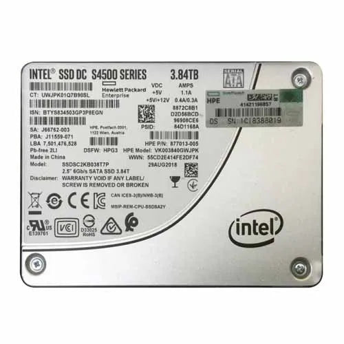 877013-005 HP 3.84TB SATA 6Gb/s Hot-Pluggable Read Intensive 2.5-Inch Digitally Signed Solid State Drive for ProLiant G9 Server