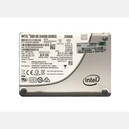 878844-001 HP 240GB Multi-Level Cell SATA 6Gb/s Read Intensive 2.5-Inch Solid State Drive with Smart Carrier
