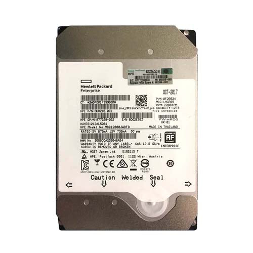 882398-001 HP 12TB SAS 12Gb/s 7200RPM Low Profile Carrier Hot Pluggable 3.5-Inch Hard Drives
