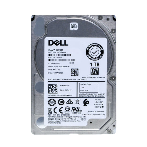 8DN1Y Dell 1TB 7200RPM SATA 6Gb/s Hot-Pluggable 16MB Cache 2.5-Inch Hard Drive with Tray for PowerEdge Server & PowerVault Storage Array