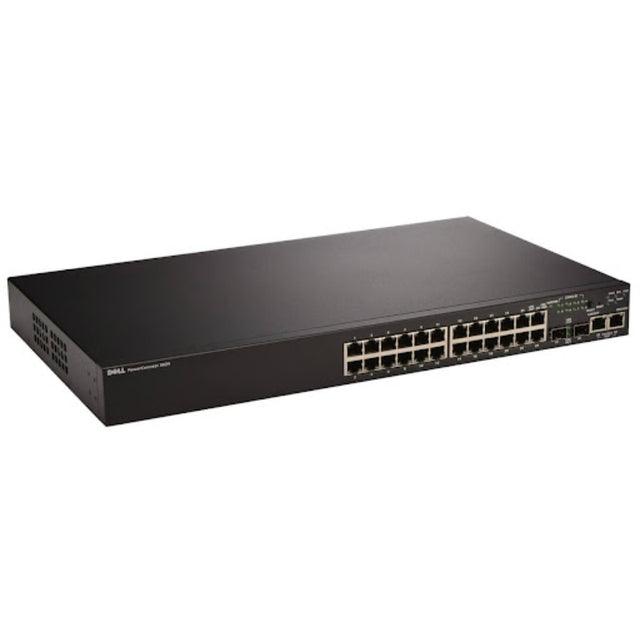 8H448 - Dell PowerConnect 3024 24 x Ports 10/100Base-TX + 2 x Ports 10/100Base-T Layer3 Managed 1U Rack-Mountable Fast Ethernet Network Switch