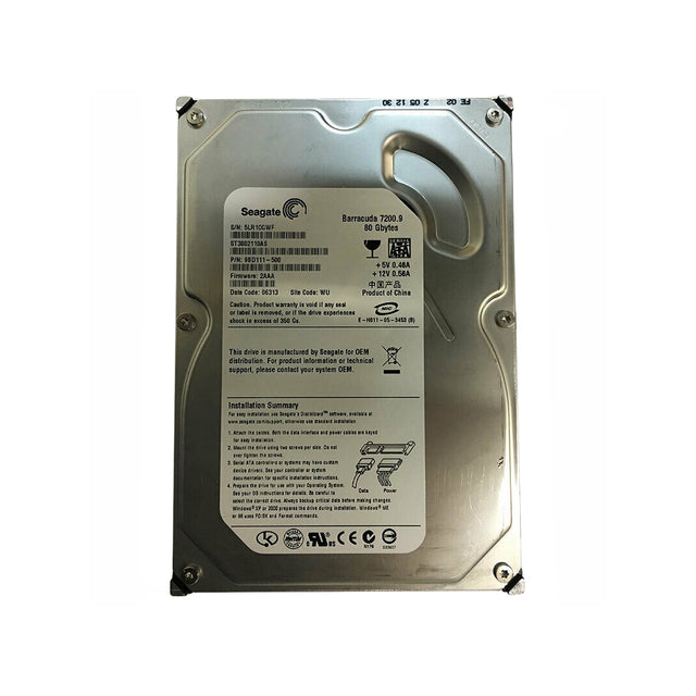 BarraCuda 7200.9 Series 80GB 7200RPM SATA 3Gb/s 8MB Cache 512 3.5-Inch Hard Drive