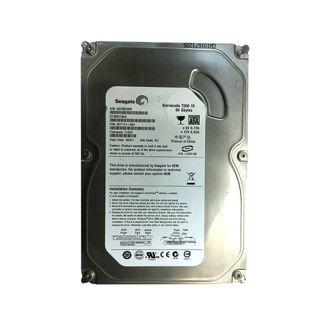BarraCuda 7200.10 Series 80GB 7200RPM SATA 3Gb/s 8MB Cache CE 3.5-Inch Hard Drive