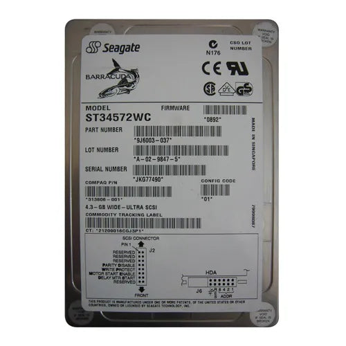 9J6003-037 Seagate BarraCuda 4XL 4.55GB 7200RPM Ultra Wide SCSI 512KB Cache (CE) 80-Pin 3.5-Inch Hard Drive