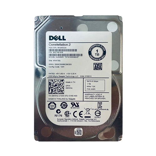 9KW4J Dell 1TB 7200RPM SATA 6Gb/s Hot-Pluggable 64MB Cache 2.5-Inch Hard Drive for PowerEdge Servers