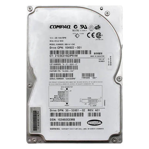 9L2004-032 Seagate BarraCuda 18LP Series 18GB 7200RPM Wide Ultra2 SCSI 1MB Cache (CE) 80-Pin 3.5-Inch Hard Drive