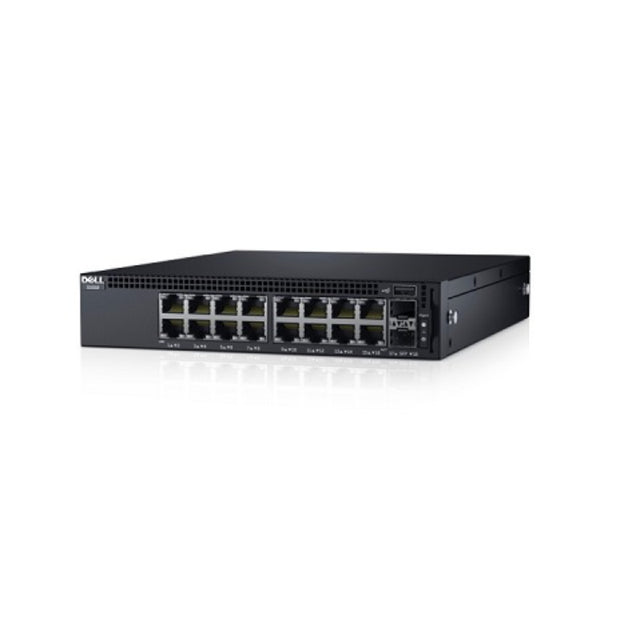 9PN0D - Dell Networking X1018P 16 x Ports 10/100/1000Base-T PoE + 2 x Ports Gigabit SFP Rack-Mountable 1U Layer2 Managed Gigabit Ethernet Network Switch