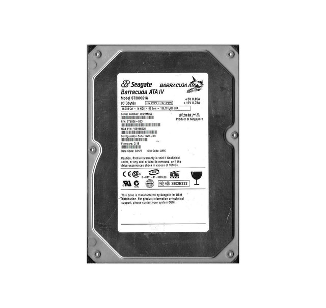 BarraCuda ATA IV 80GB 7200RPM IDE Ultra ATA/100 ATA-6 2MB Cache CE 3.5-Inch Hard Drive