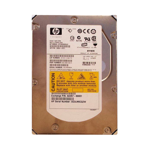 AD267-69001 HP 300GB 15000RPM Ultra320 SCSI Hot-Pluggable 80-Pin LVD 3.5-inch Hard Drive