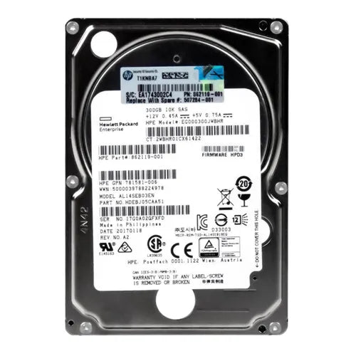 AL14SEB03EN HP 300GB 10000RPM SAS 12Gb/s Hot Swappable 128MB Cache 2.5-Inch Hard Drive