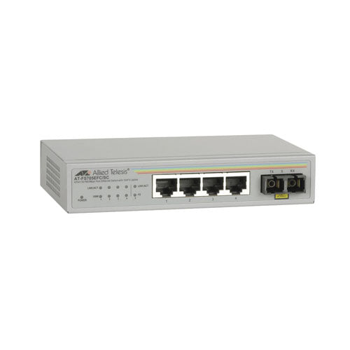 AT-FS705EFC/SC-20 Allied Telesis 4 x Ports 10/100Base-TX + 1 x Port 100Base-FX Layer 2 Unmanaged Fast Ethernet Network Switch