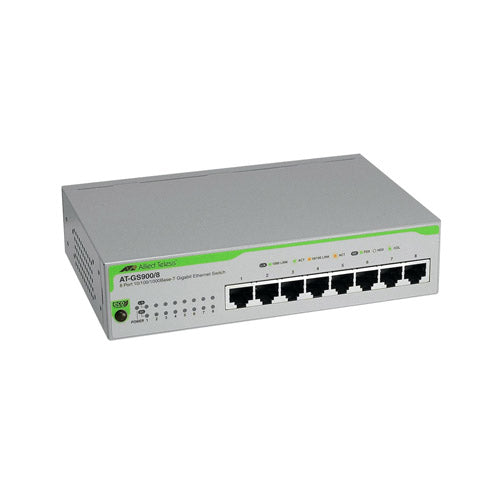 AT-GS900/8-40 Allied Telesis GS900 AT-GS900/8 8 x Ports 1000Base-T Layer 2 Unmanaged Gigabit Ethernet Network Switch