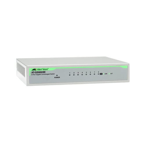 AT-GS900/8E-40 Allied Telesis GS900 Series 8 x Ports 1000Base-T Rack-mountable Layer 2 Unmanaged Gigabit Ethernet Network Switch