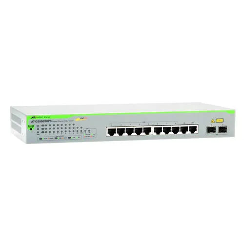 AT-GS950/10PS-50 Allied Telesis GS950 AT-GS950/10PS 10 x Ports PoE+ 1000Base-T + 2 x Ports Combo SFP Layer 2 Managed Rack-mountable Gigabit Ethernet Network Switch