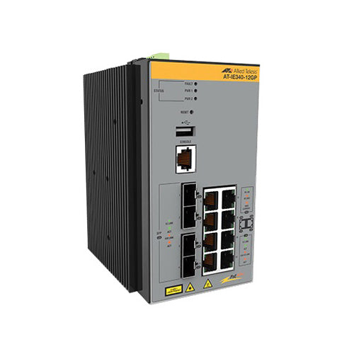 AT-IE340-12GP-980 Allied Telesis IE340 AT-IE340-12GP 8 x Ports PoE+ 1000Base-T + 4 x Ports SFP Layer 3 Managed Gigabit Ethenet Network Switch