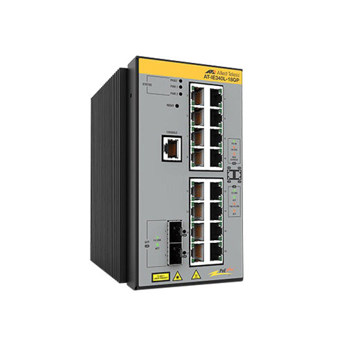 AT-IE340L-18GP-80 Allied Telesis IE340 16 x Ports PoE+ 1000Base-T + 2 x Ports SFP Layer 3 Managed Gigabit Ethenet Network Switch