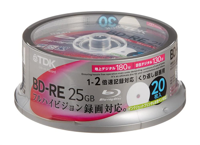 BD-R25THX25CB TDK 25GB 2x BD-RW Optical Media (25-Pack)