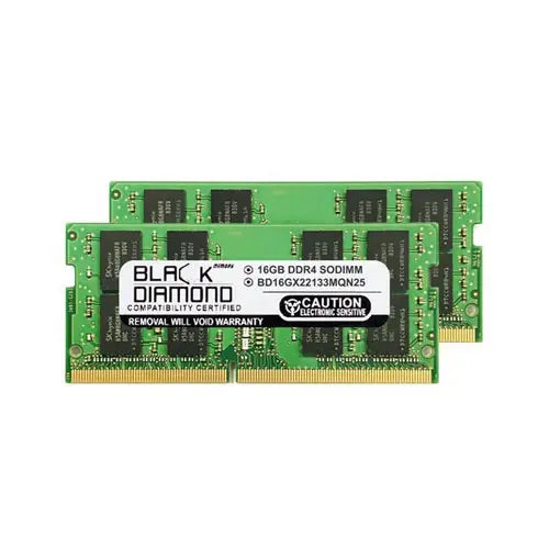 BD16GX22133MQN25 - Black Diamond 32GB Kit (2 x 16GB) DDR4-2133 MHz PC4-17000 non-ECC Unbuffered CL15 260-Pin SODIMM 1.2V 2Rx8 Memory Module