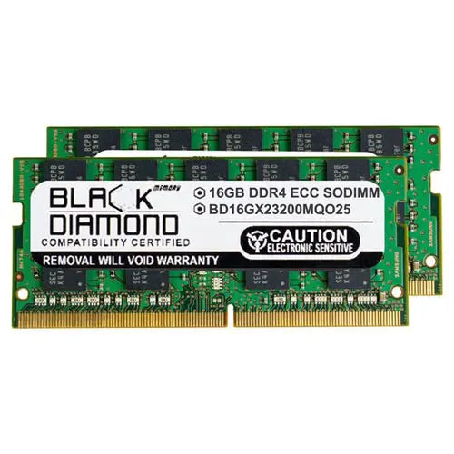 BD16GX23200MQO25 - Black Diamond 32GB Kit (2 x 16GB) DDR4-3200 MHz PC4-25600 non-ECC Unbuffered CL22 260-Pin SODIMM 1.2V 2Rx8 Memory Module