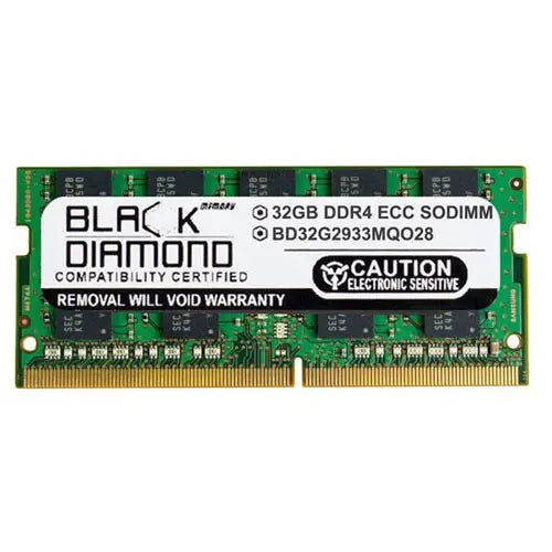 BD32G2933MQO28 - Black Diamond 32GB DDR4-2933 MHz PC4-23400 non-ECC Unbuffered CL21 260-Pin SODIMM 1.2V 2Rx8 Memory Module