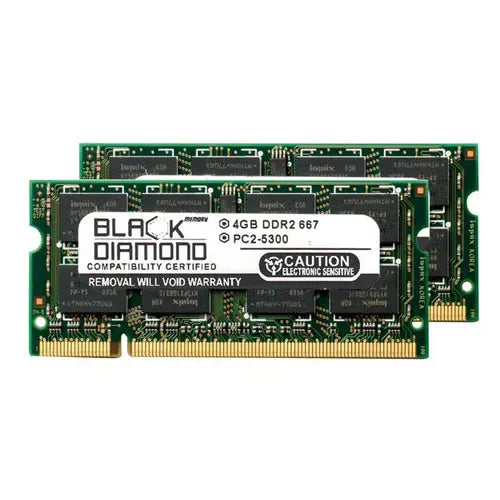 BD4GX2667MDN16 - Black Diamond 8GB Kit (2 x 4GB) DDR2-667 MHz PC2-5300 non-ECC Unbuffered CL5 200-Pin SODIMM 1.8V 2Rx8 Memory Module