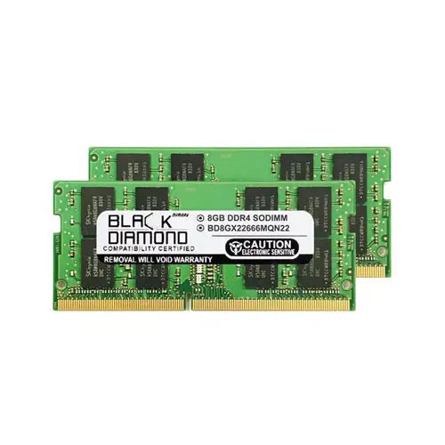 BD8GX22666MQN22 - Black Diamond 16GB Kit (2 x 8GB) DDR4-2666 MHz PC4-21300 non-ECC Unbuffered CL19 260-Pin SODIMM 1.2V 2Rx8 Memory Module