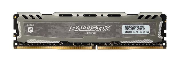 BLS16G4D240FSB.16FBD Crucial Ballistix Sport LT Gray 16GB PC4-19200 DDR4-2400MHz non-ECC Unbuffered CL16 (16-16-16-39) 288-Pin DIMM 1.2V Memory Module