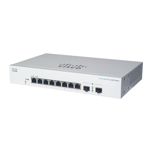 CBS220-8FP-E-2G-NA Cisco Business 220 CBS220-16P-2G 8 x Ports PoE 10/100/1000Base-T + 2 x SFP Ports Layer 2 Managed Gigabit Ethernet Network Switch