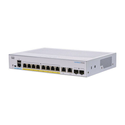 CBS250-8FP-E-2G-NA Cisco Business 250 CBS250-8FP-E-2G 8 x Ports PoE+ 10/100/1000Base-T + 2 SFP Ports Layer 2 Managed Rack-mountable Gigabit Ethernet Network Switch